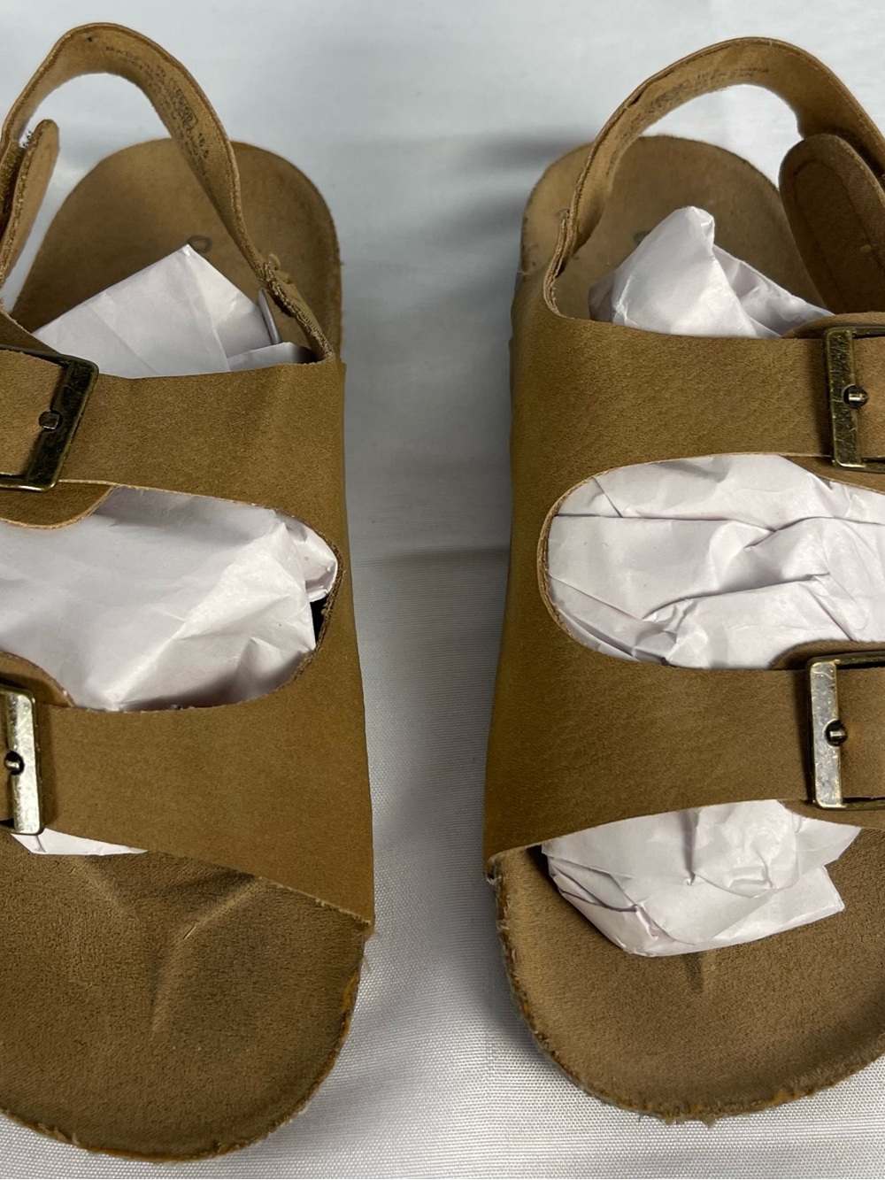 Old Navy Tan Double Buckle Footbed Slides